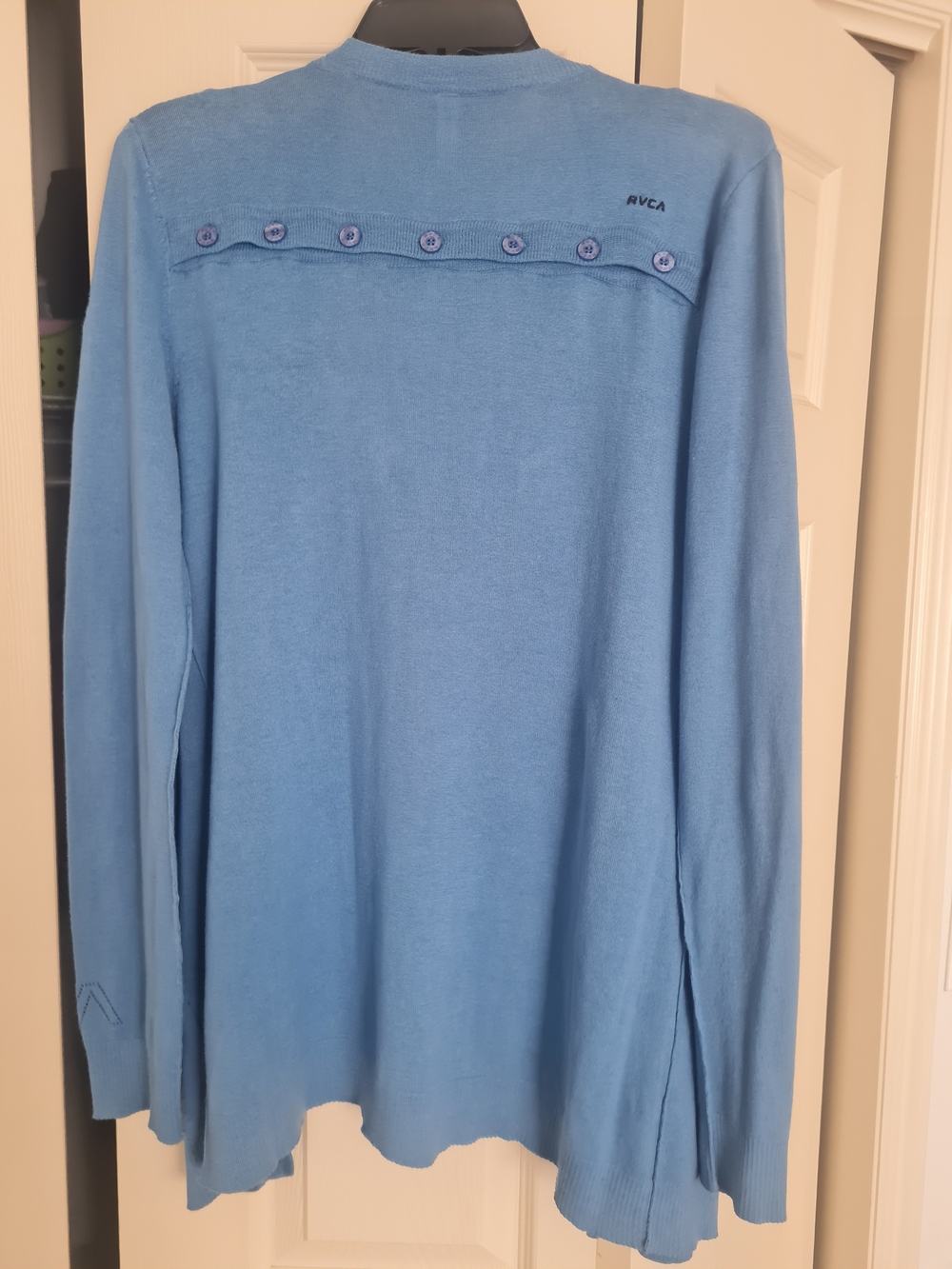 RVCA Women's Sky Blue Cardigsn Sweater with Button Back Detail